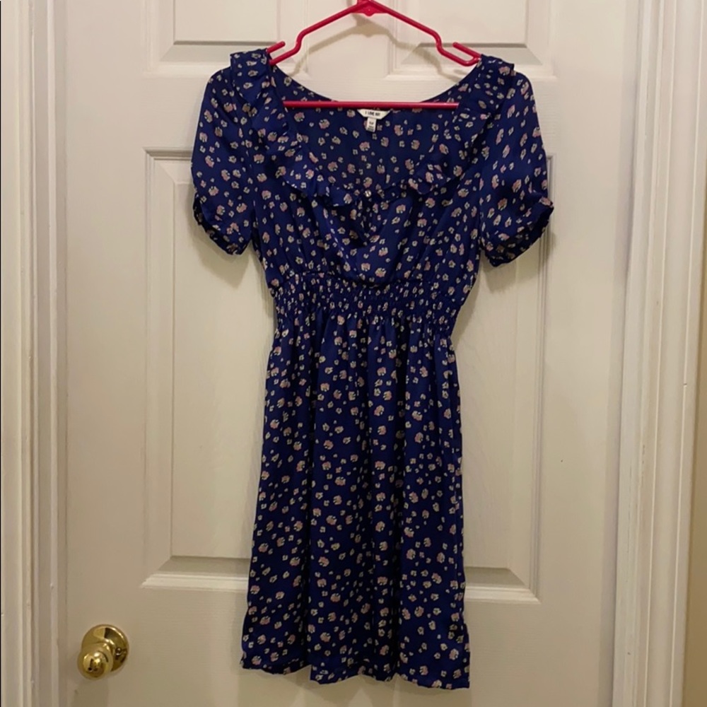 Blue sheer dress with flowers